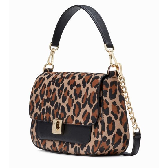 New Kate Spade Phoebe Spotted Leopard Small Flap Crossbody Brown Multi - Picture 2 of 5